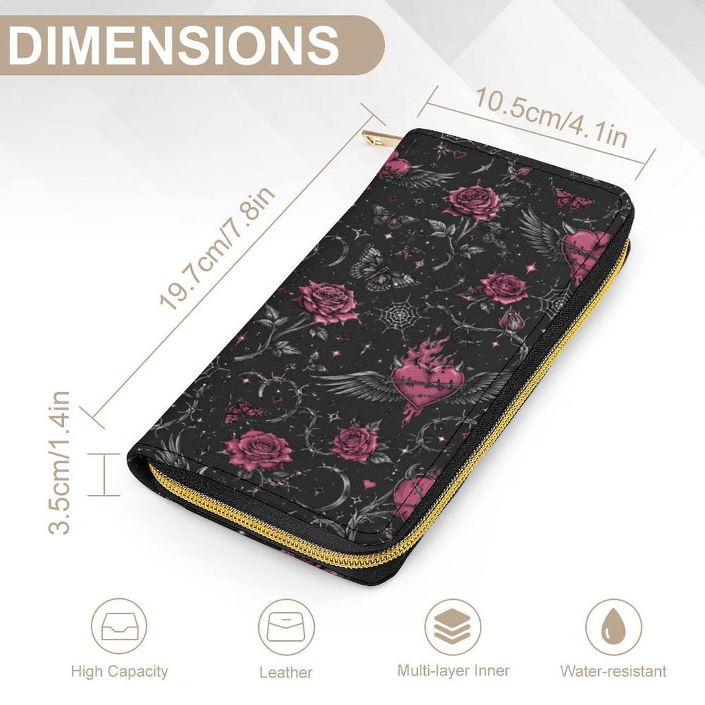 Custom Large Capacity Zip Around Wallet PU Leather Clutch Purse With Multi-Layer Slots
