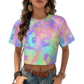 Custom Women's Short Sleeve Crew Neck Cropped Tee Crop T Shirt