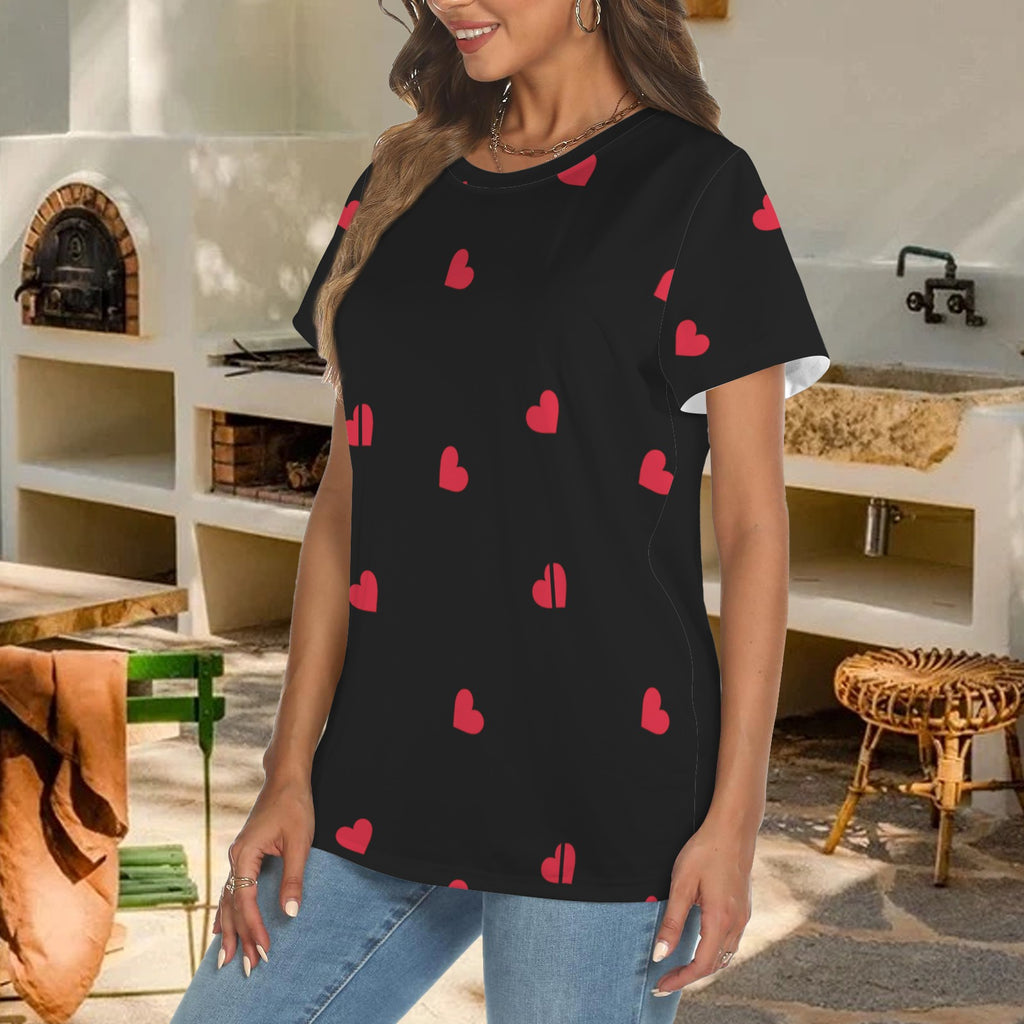 Nine red hearts on checkered background