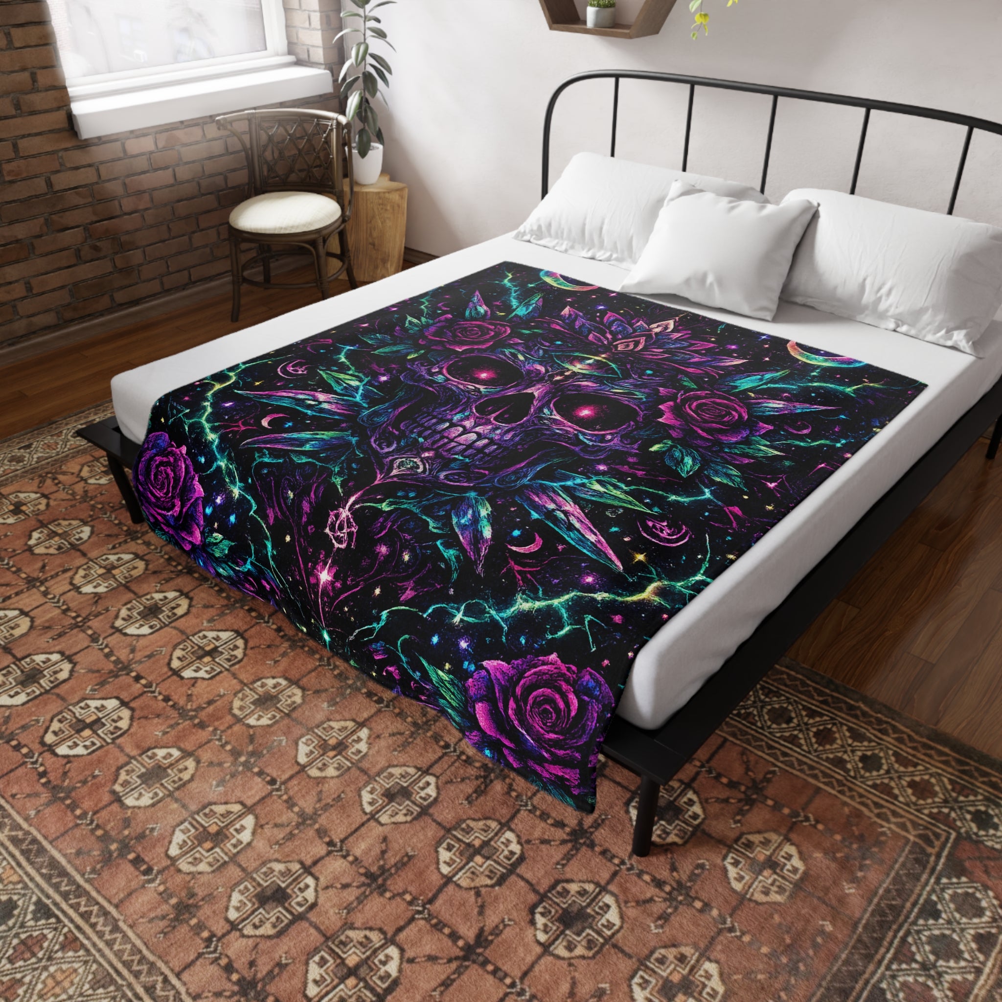 Toxic Skull Plush Fleece Blanket
