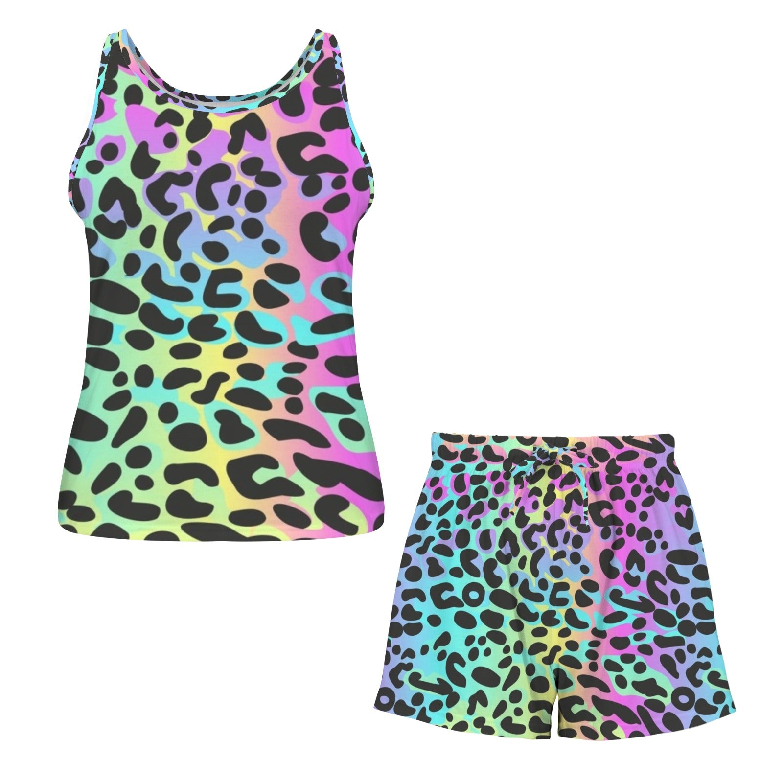 Pastel Print Tank & Draw String Short Pajama Set
