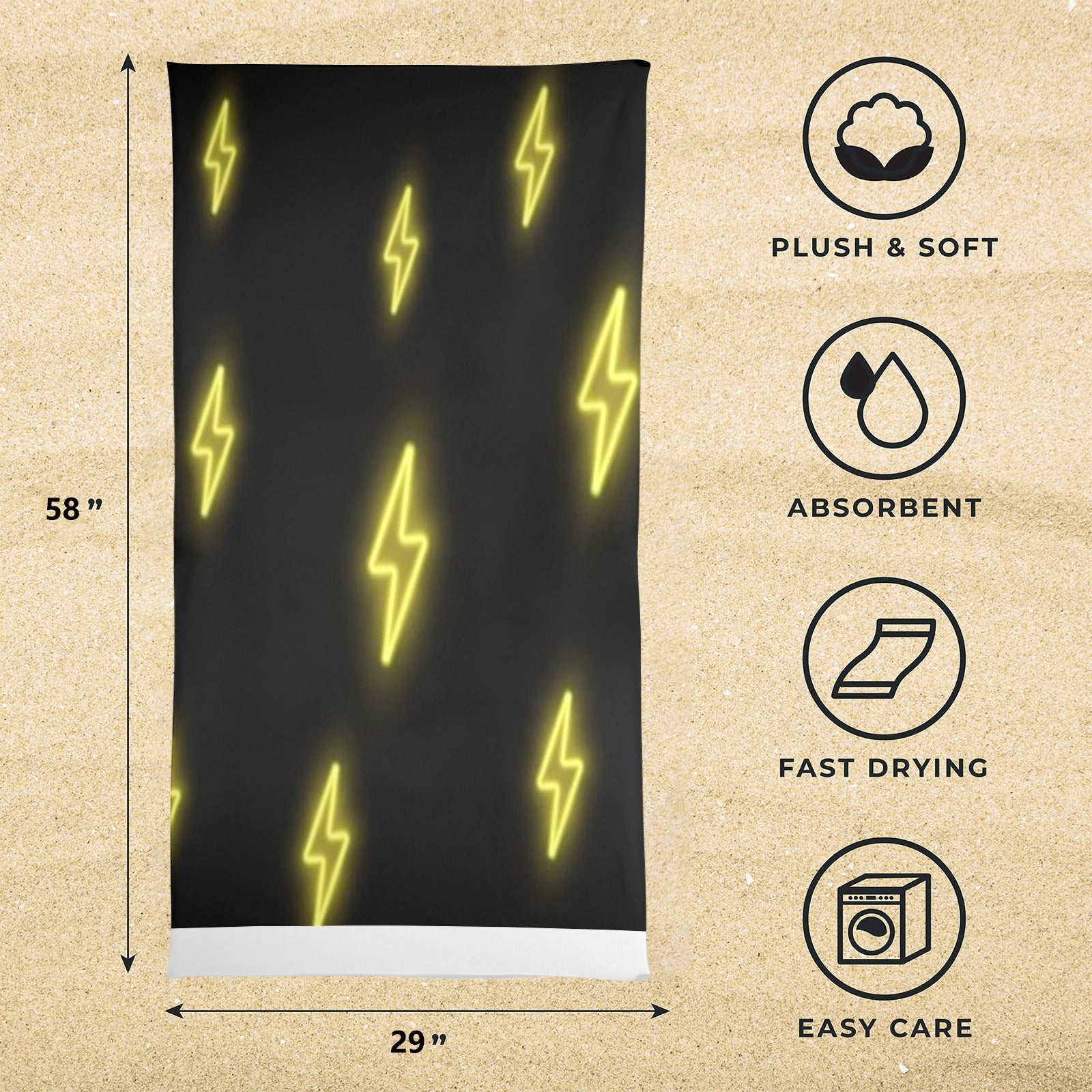 Lighting Bolt Towel 29"x58"