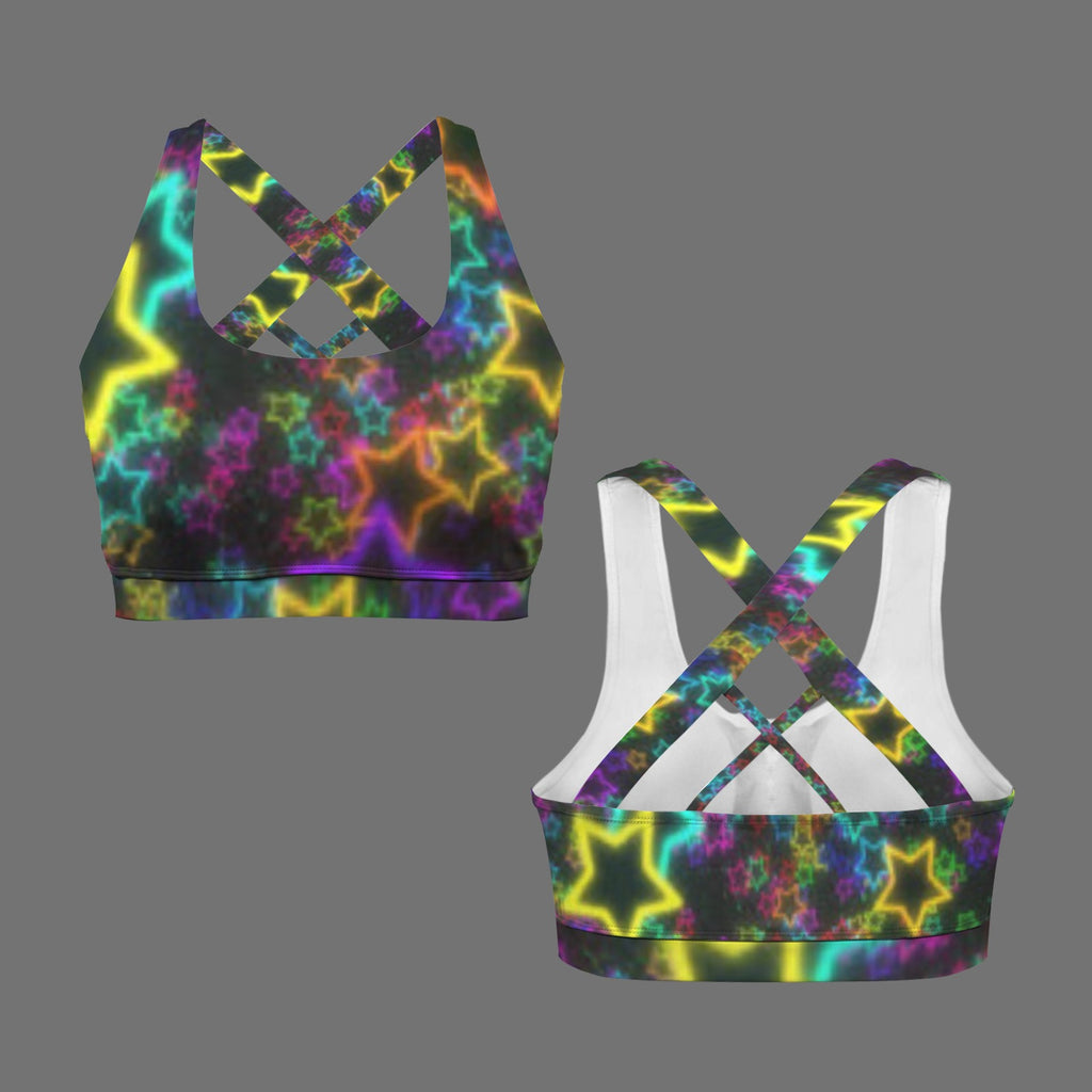 Galaxy Star Crisscross Back Sports Bra