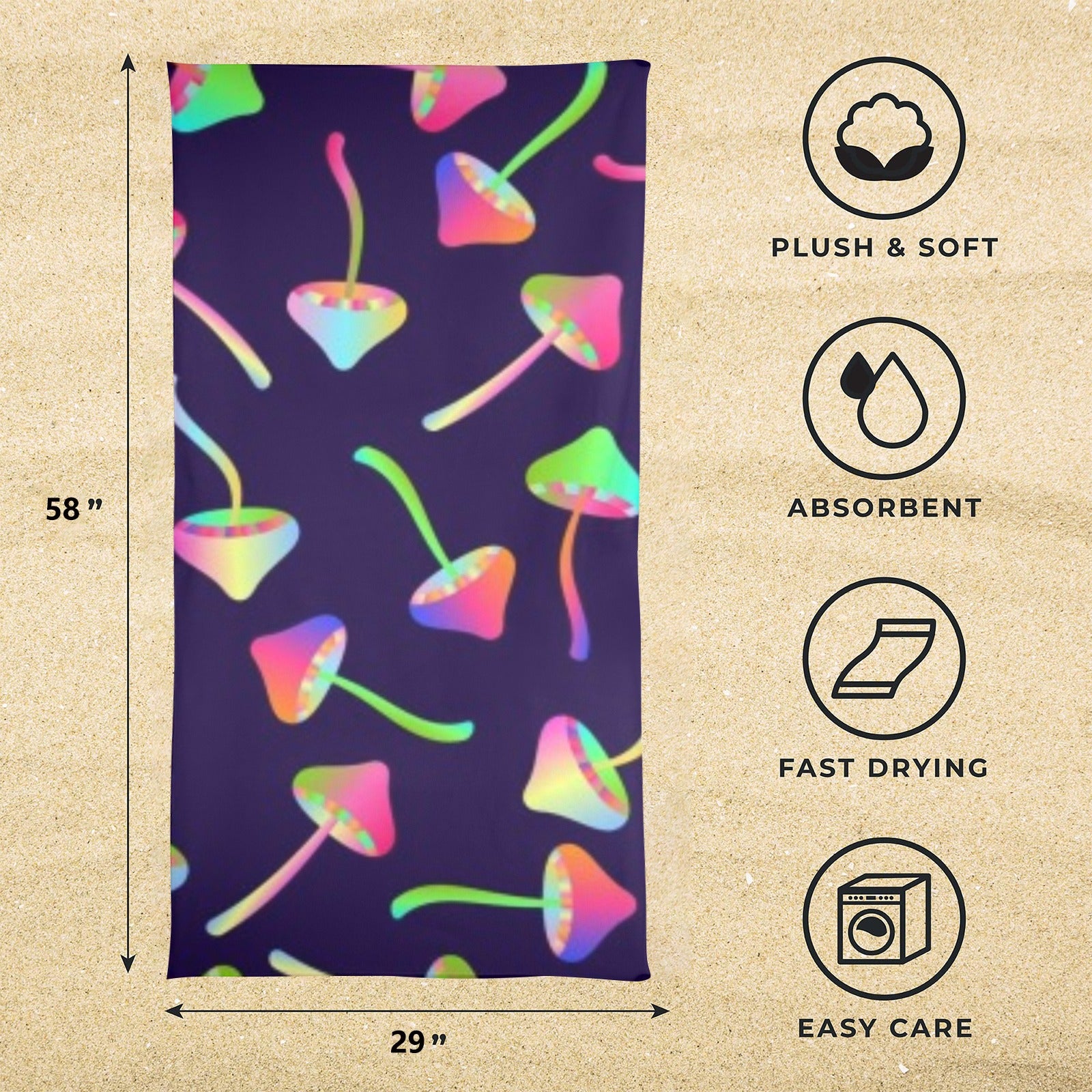 Trippy Mushrooms Towel
