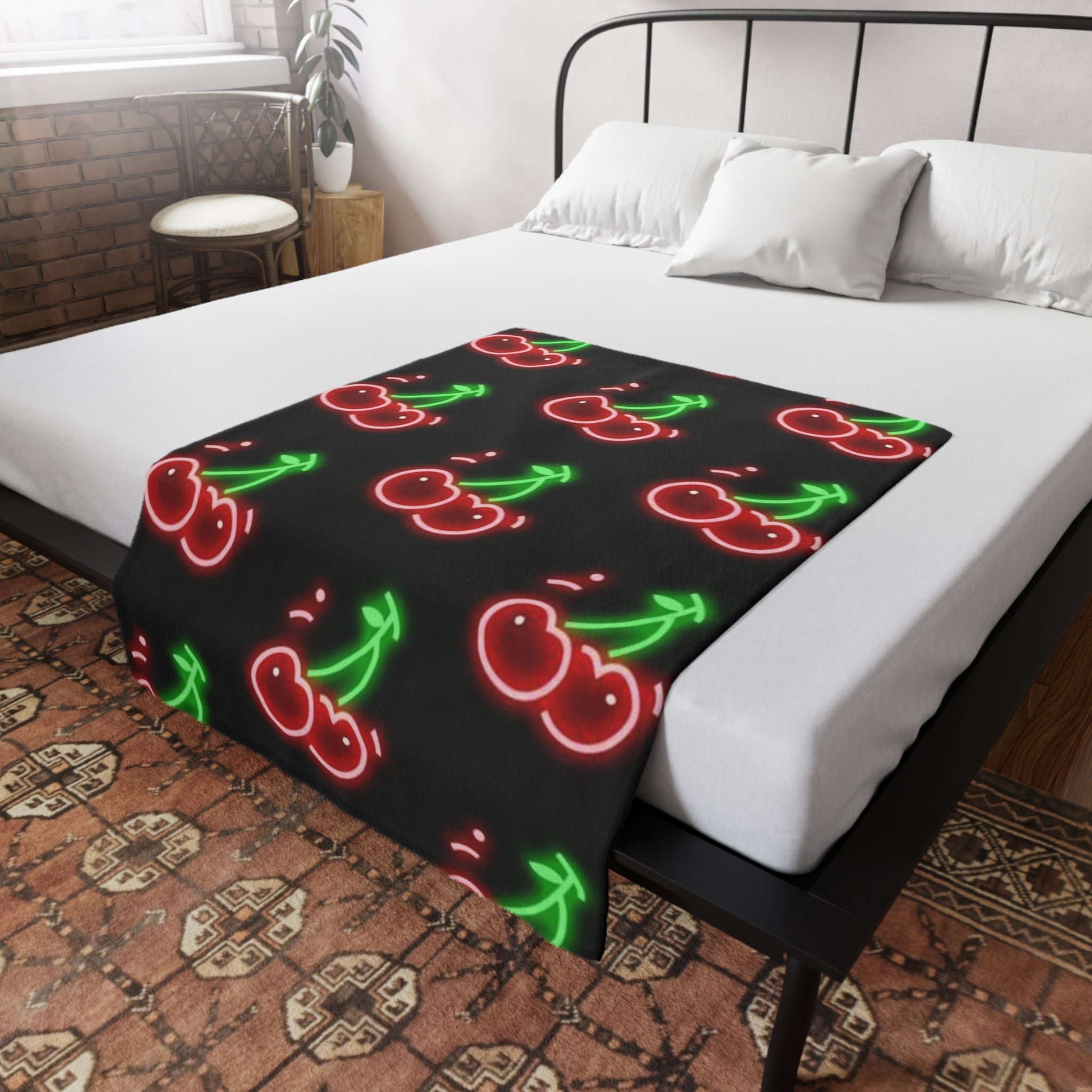 Neon Cherry Plush Fleece Blanket