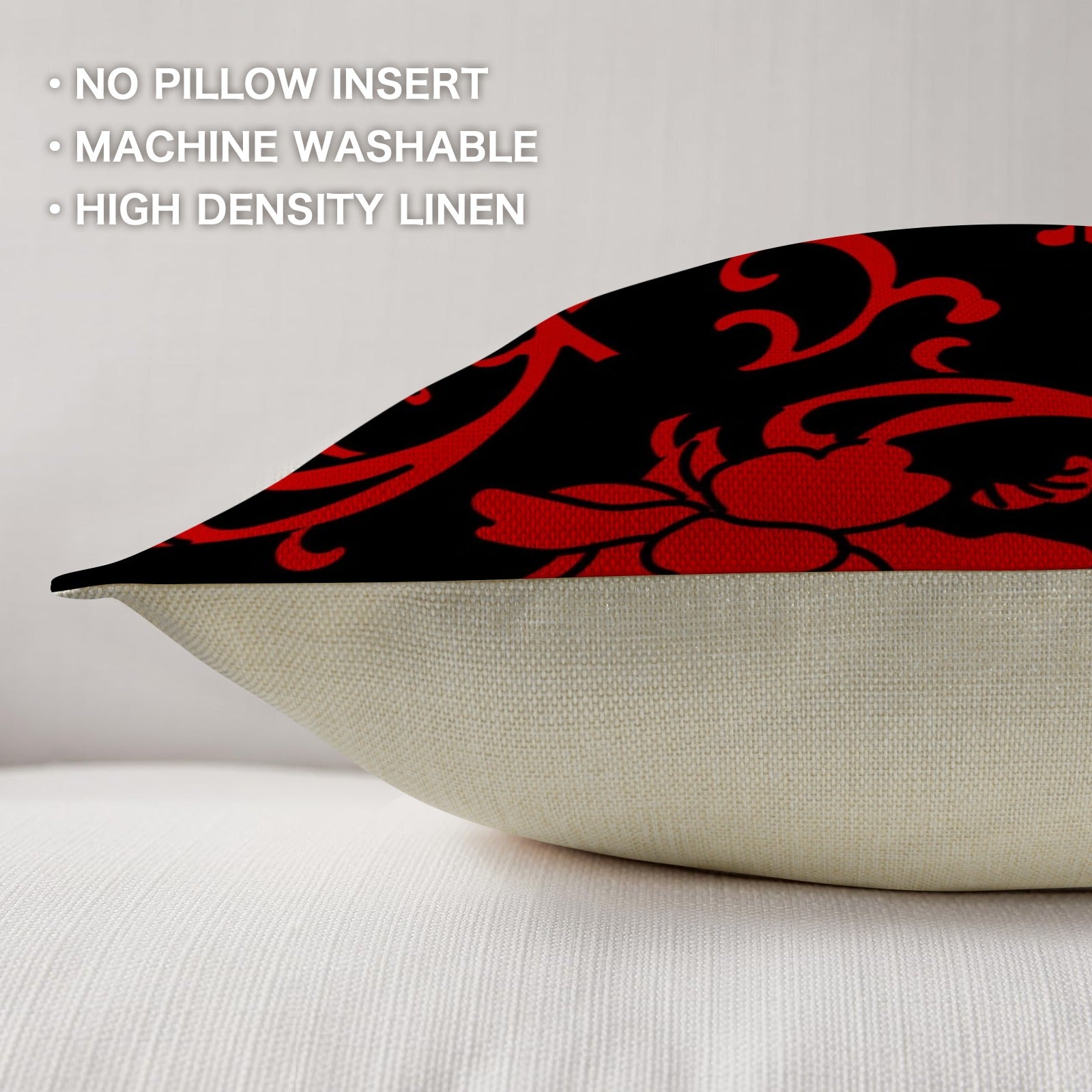 Crimson Floral Linen Pillow Case 2pk