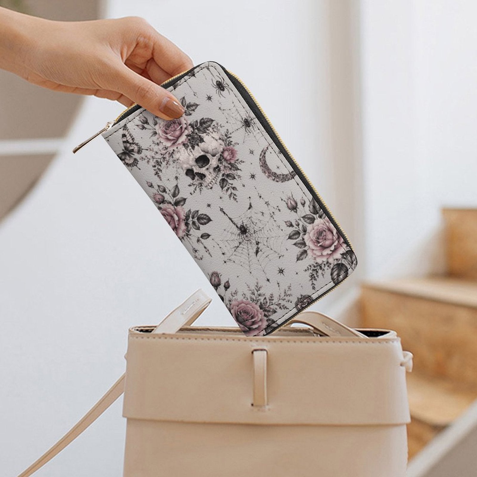 Custom Large Capacity Zip Around Wallet PU Leather Clutch Purse With Multi-Layer Slots