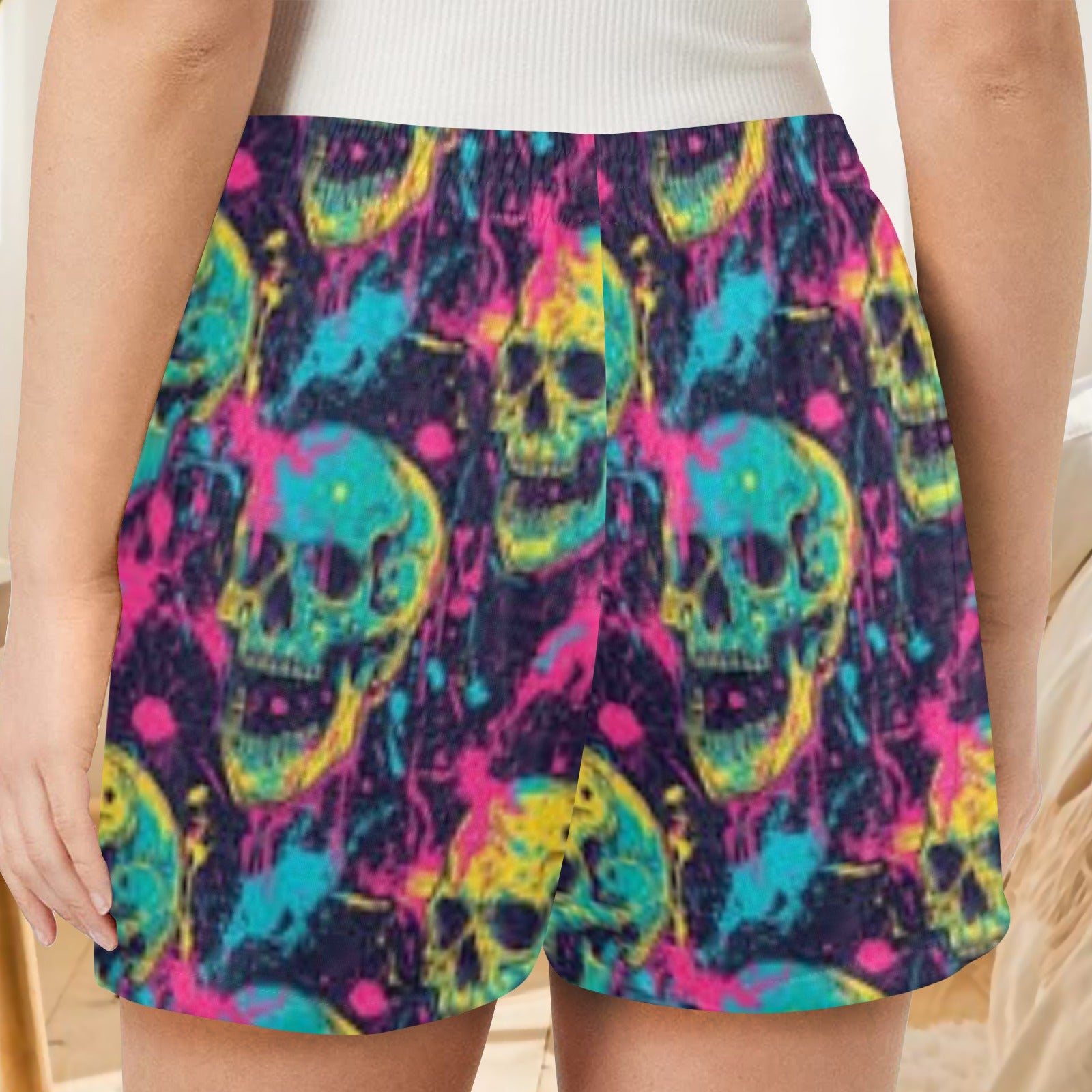 Color Skull Pajama Shorts