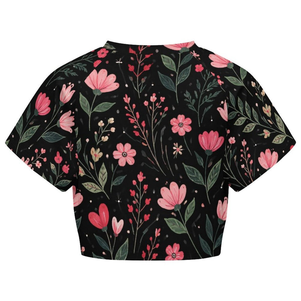 Custom Women's Short Sleeve Crew Neck Cropped Tee Crop T Shirt
