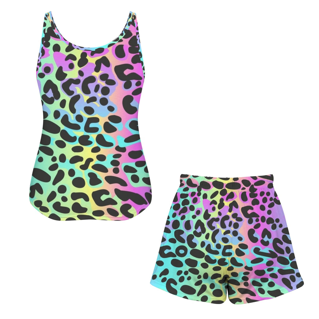 Pastel Print Tank & Draw String Short Pajama Set