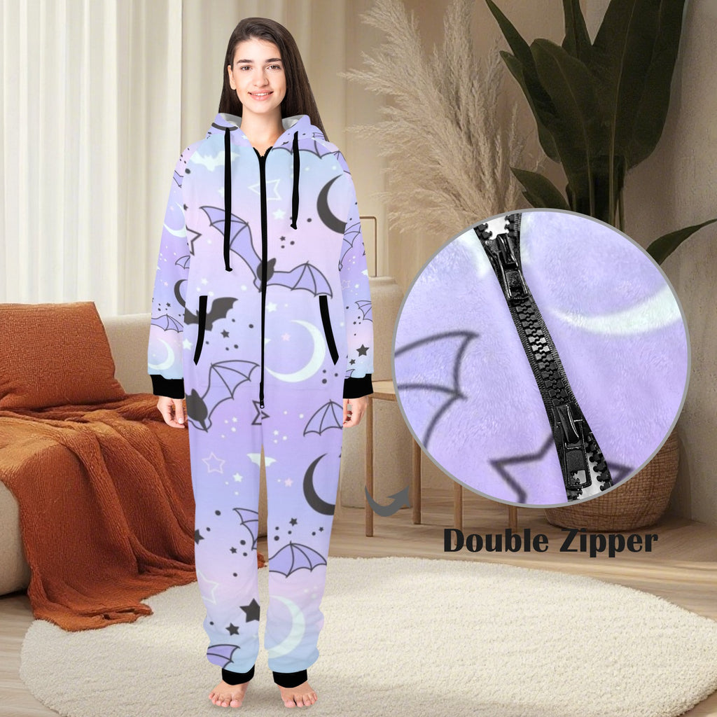 Bats And Stars Zipped One Piece Pajama