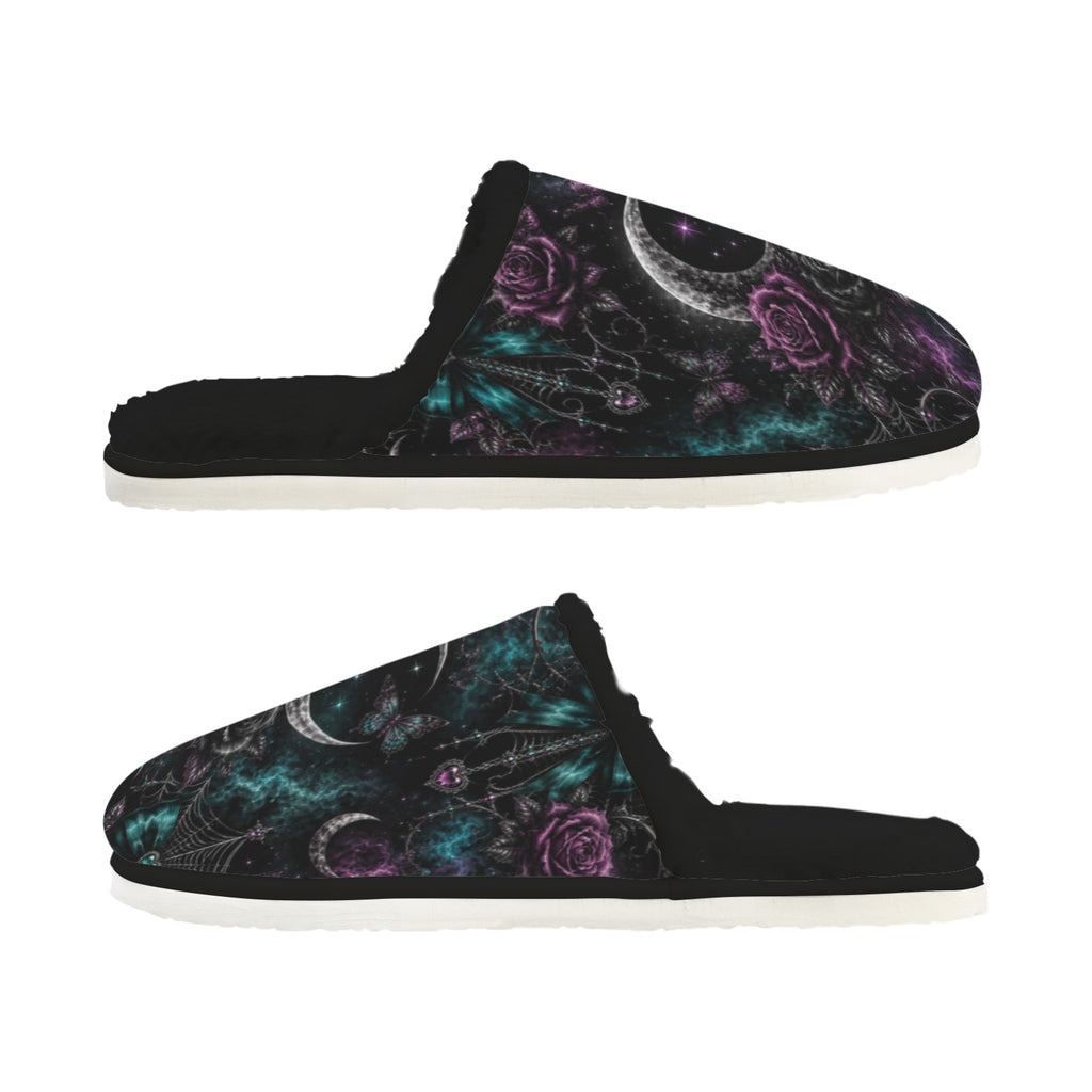 Midnight Lux Fur Lined House Slippers