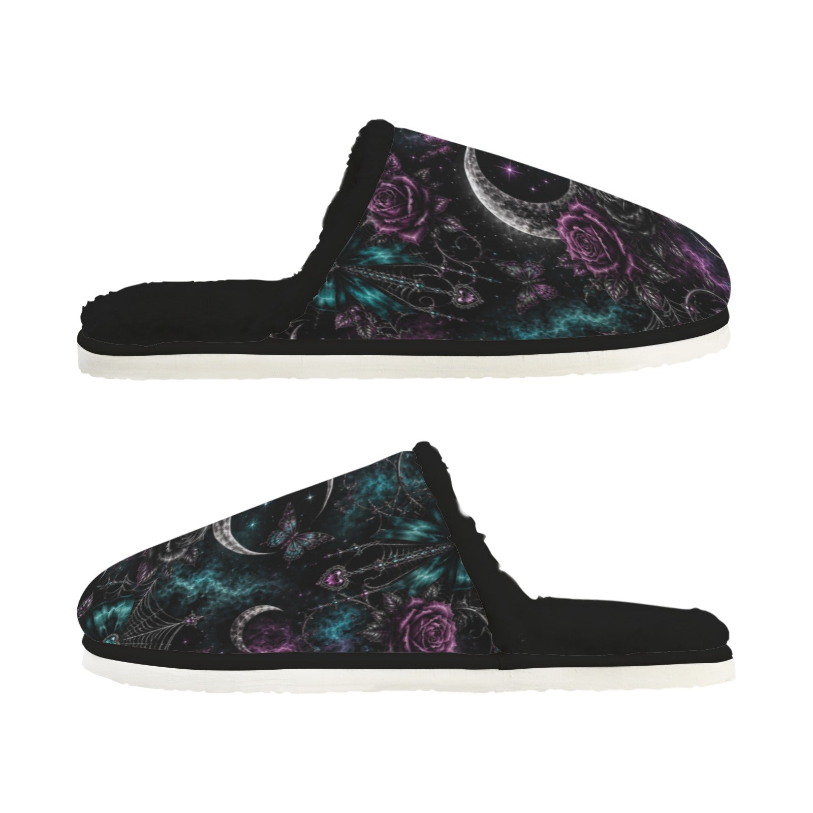 Midnight Lux Fur Lined House Slippers