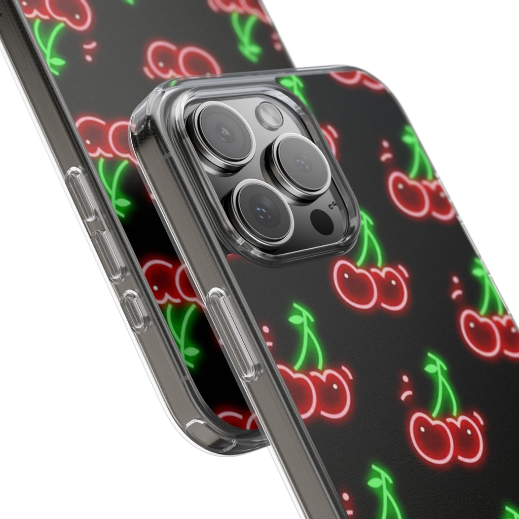 Neon Cherry Phone Case — Impact-Resistant Phone Case