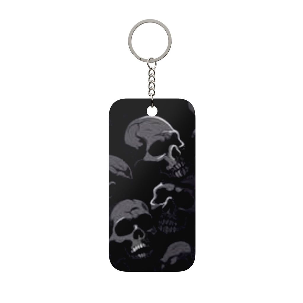 Skull Pattern Keychain — Gothic Double-Sided Skull Charm