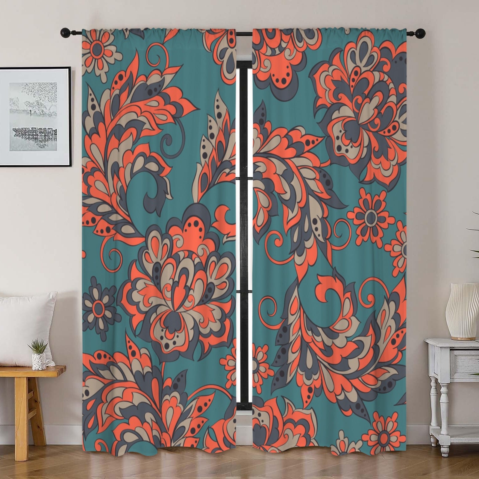 Sunset Paisley Curtains 42"x84"