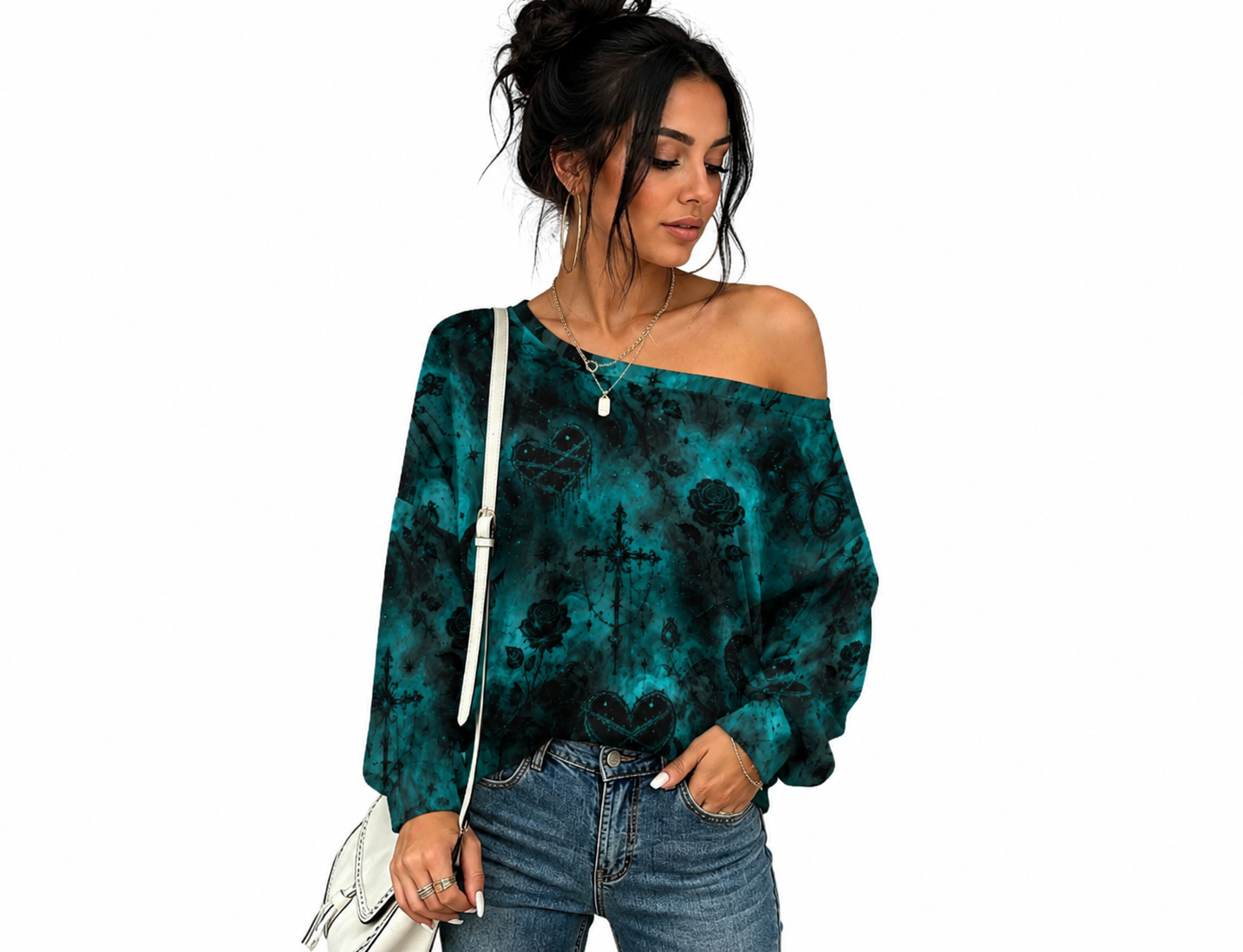 Emerald Halo Off The Shoulder Long Sleeve