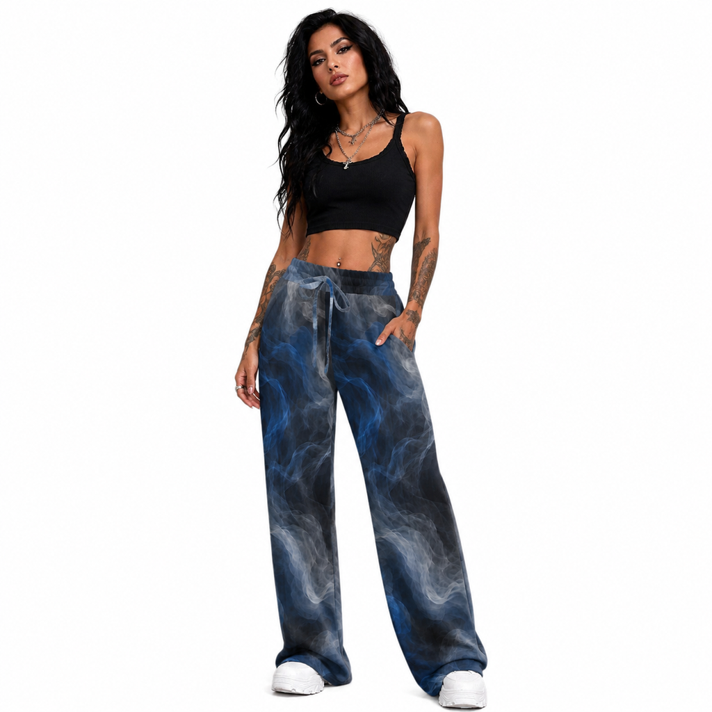 Blue Phantom Wide Leg Sweatpants
