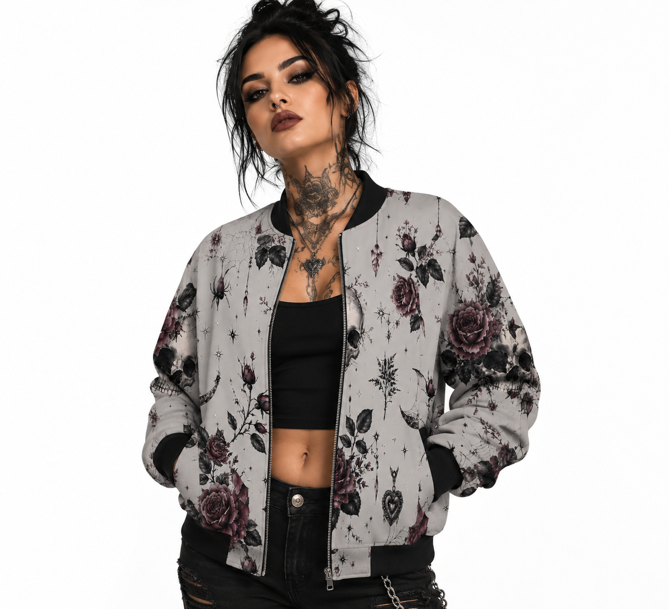 Blooming Skull Bomber Jacket