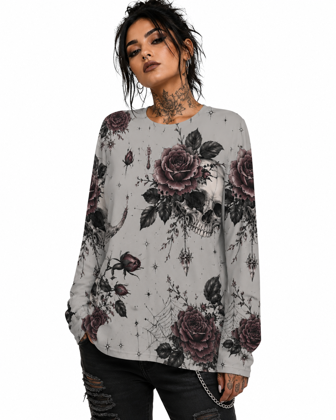 Blooming Skull Long Sleeve Tee