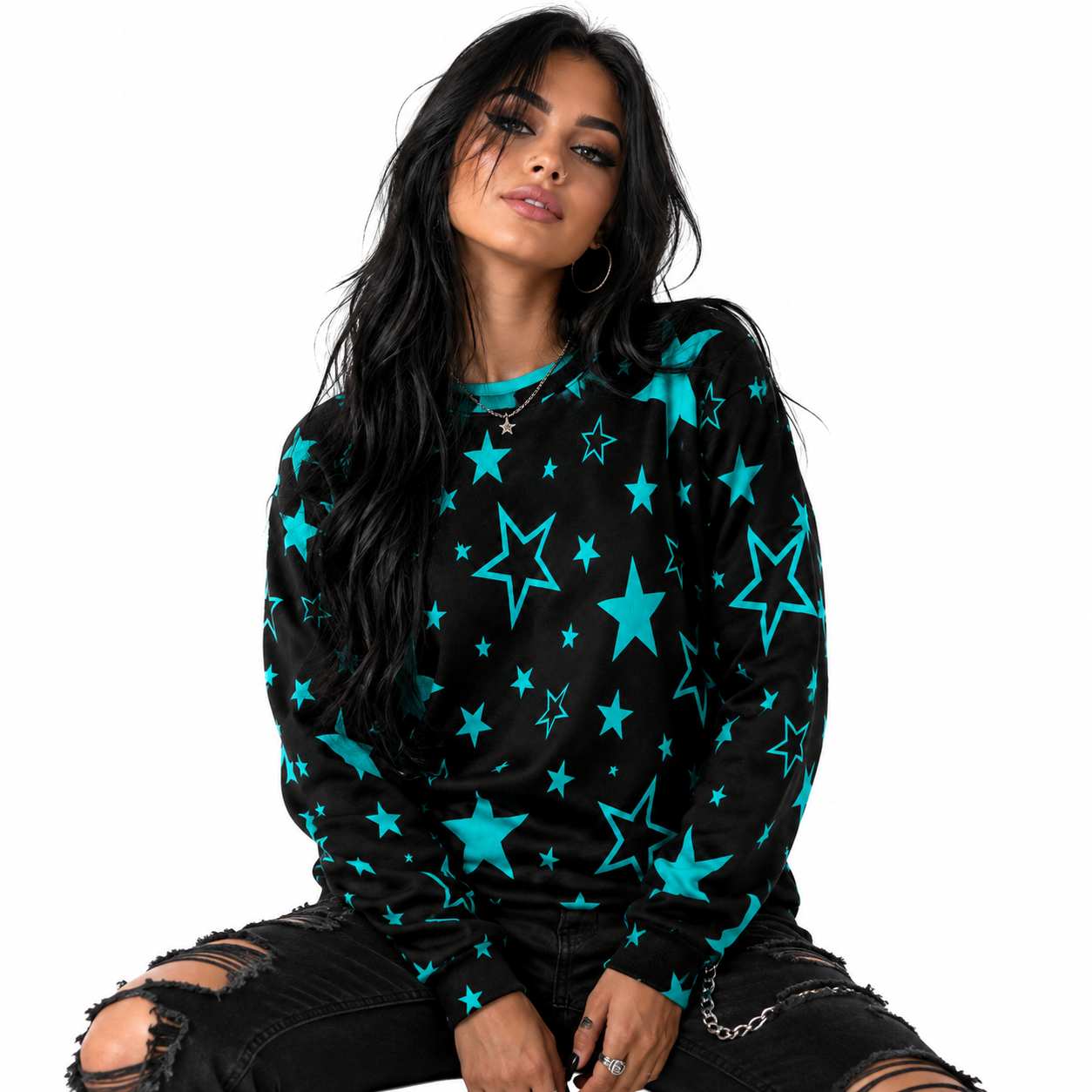 Aqua Star Gaze Sweater