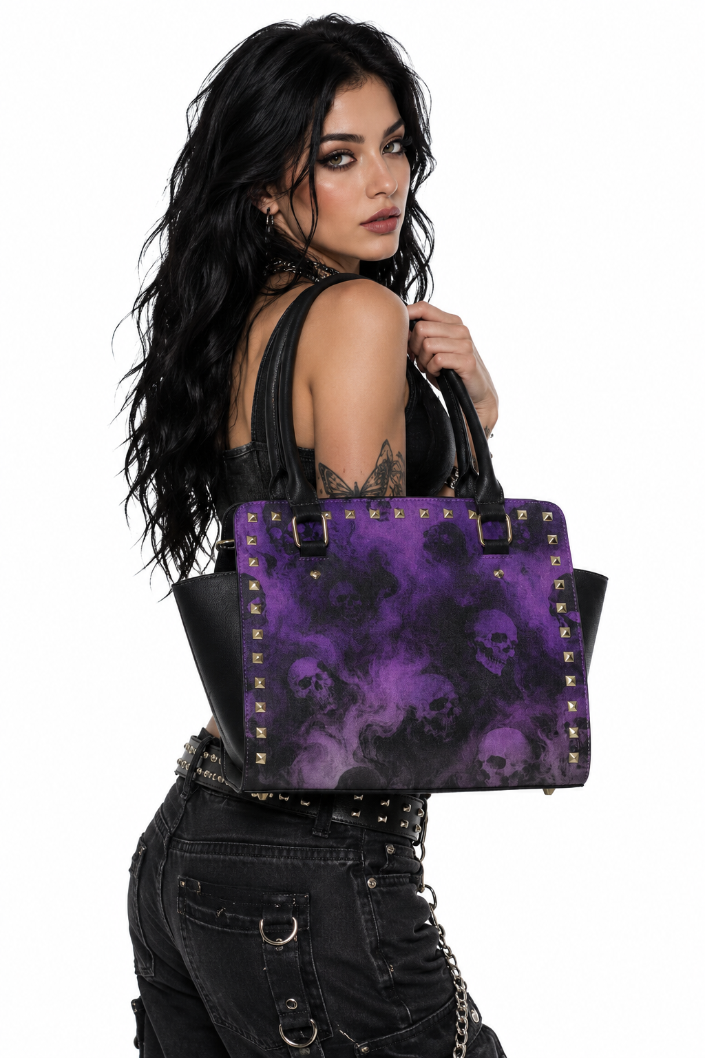 Violet Haze Rivet Shoulder Hand Bag