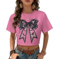 Custom Women's Short Sleeve Crew Neck Cropped Tee Crop T Shirt