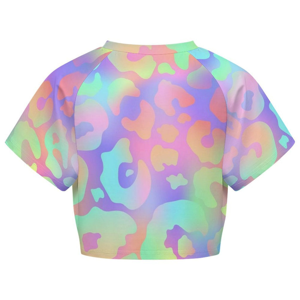 Custom Women's Short Sleeve Crew Neck Cropped Tee Crop T Shirt