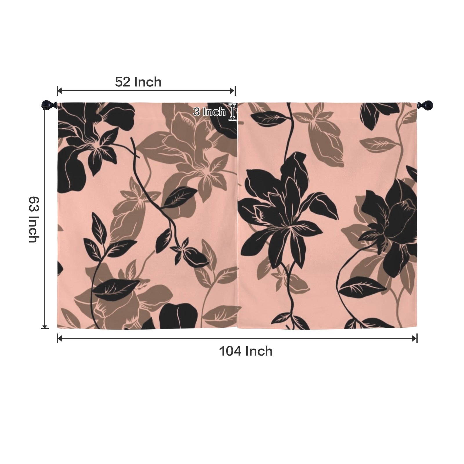 Blushing Black Window Curtains 52"x63"