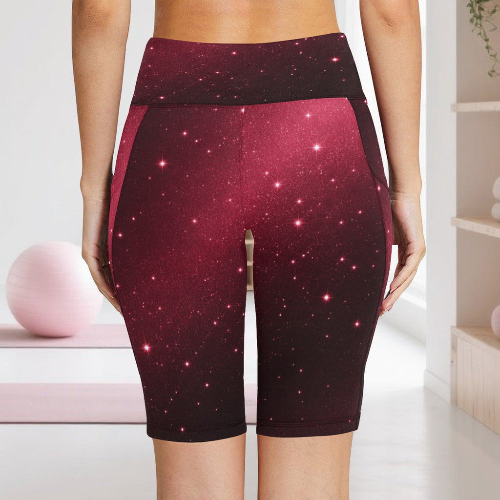 Crimson Red Biker Shorts