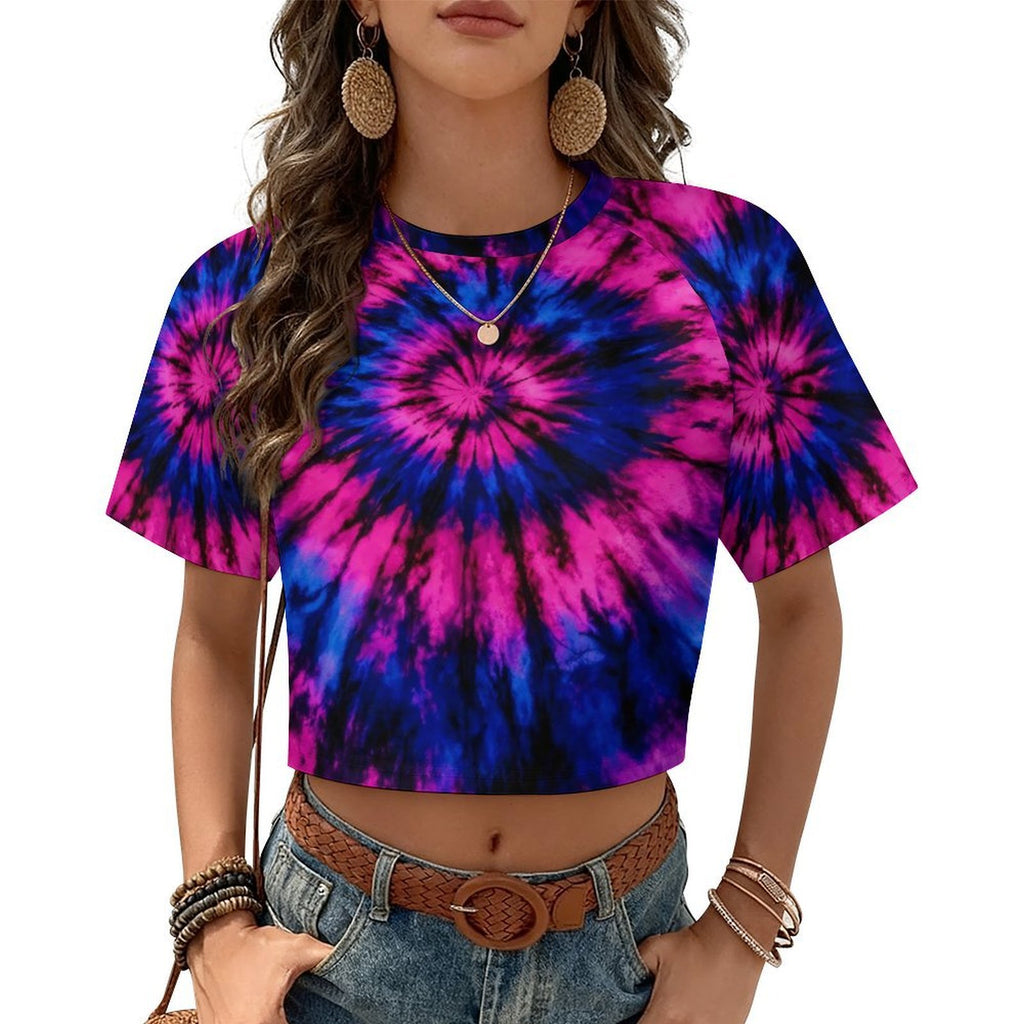 Custom Women's Short Sleeve Crew Neck Cropped Tee Crop T Shirt
