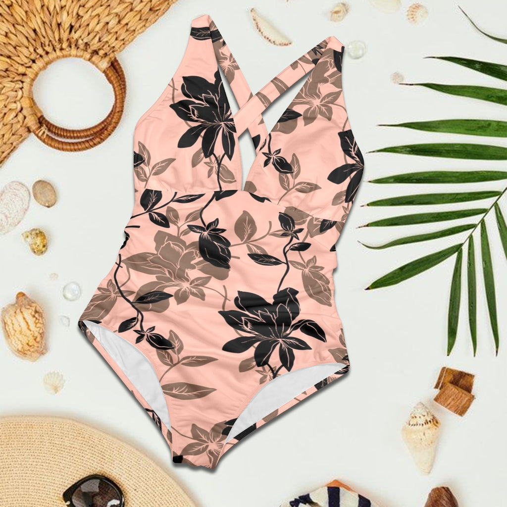 Blushing Black Cross Back One Piece