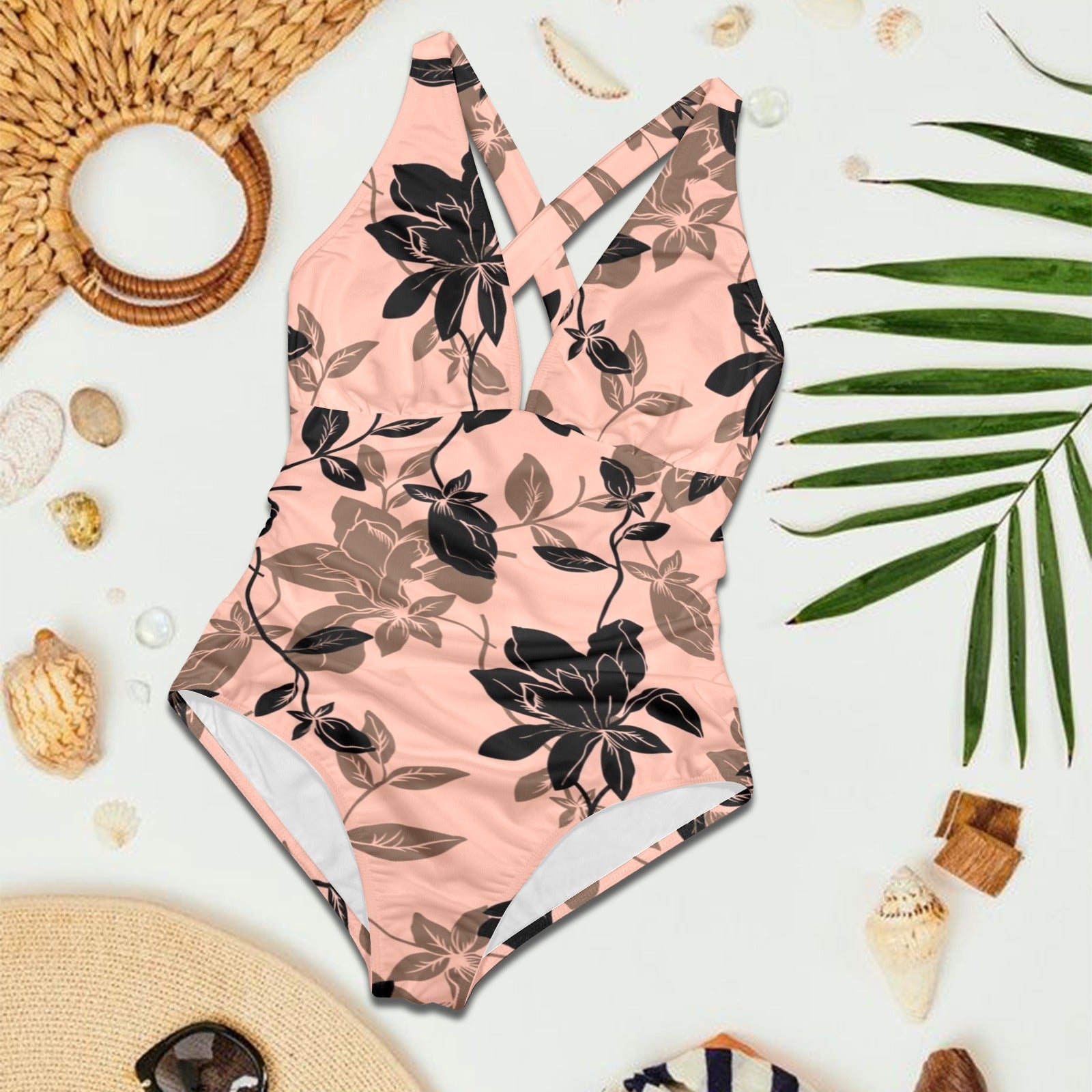 Blushing Black Cross Back One Piece