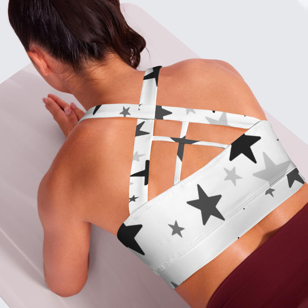 Gray Galaxy Crisscross Back Sports Bra