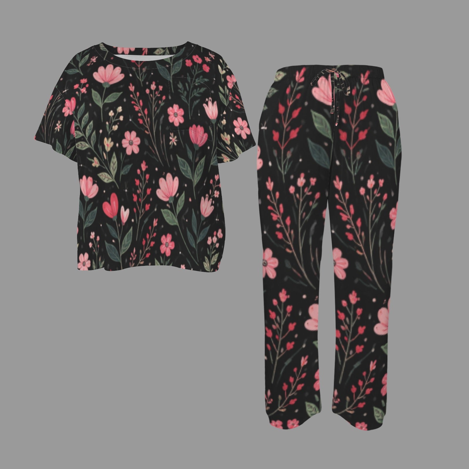 Flowers in Darkness Pajama Set