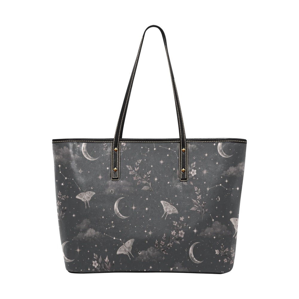 Silver Night Chic Leather Tote Bag