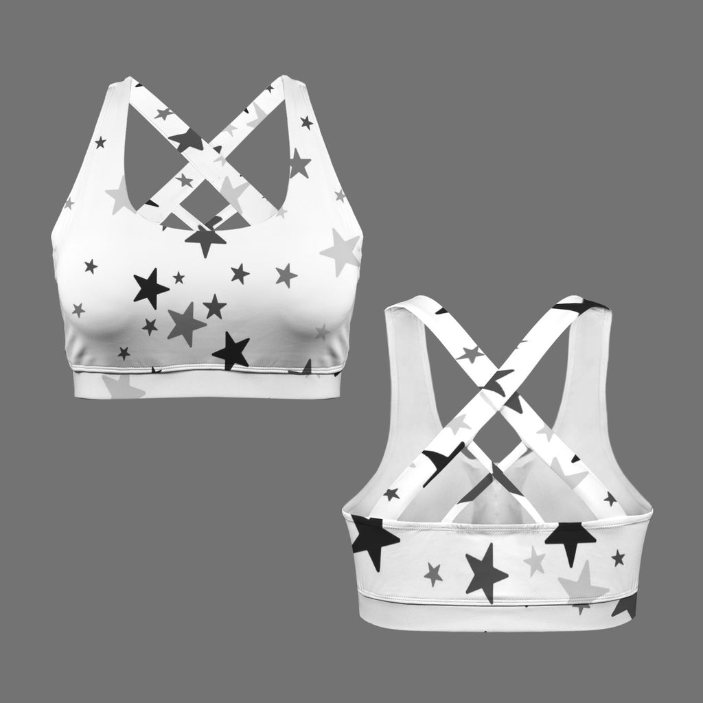 Gray Galaxy Crisscross Back Sports Bra