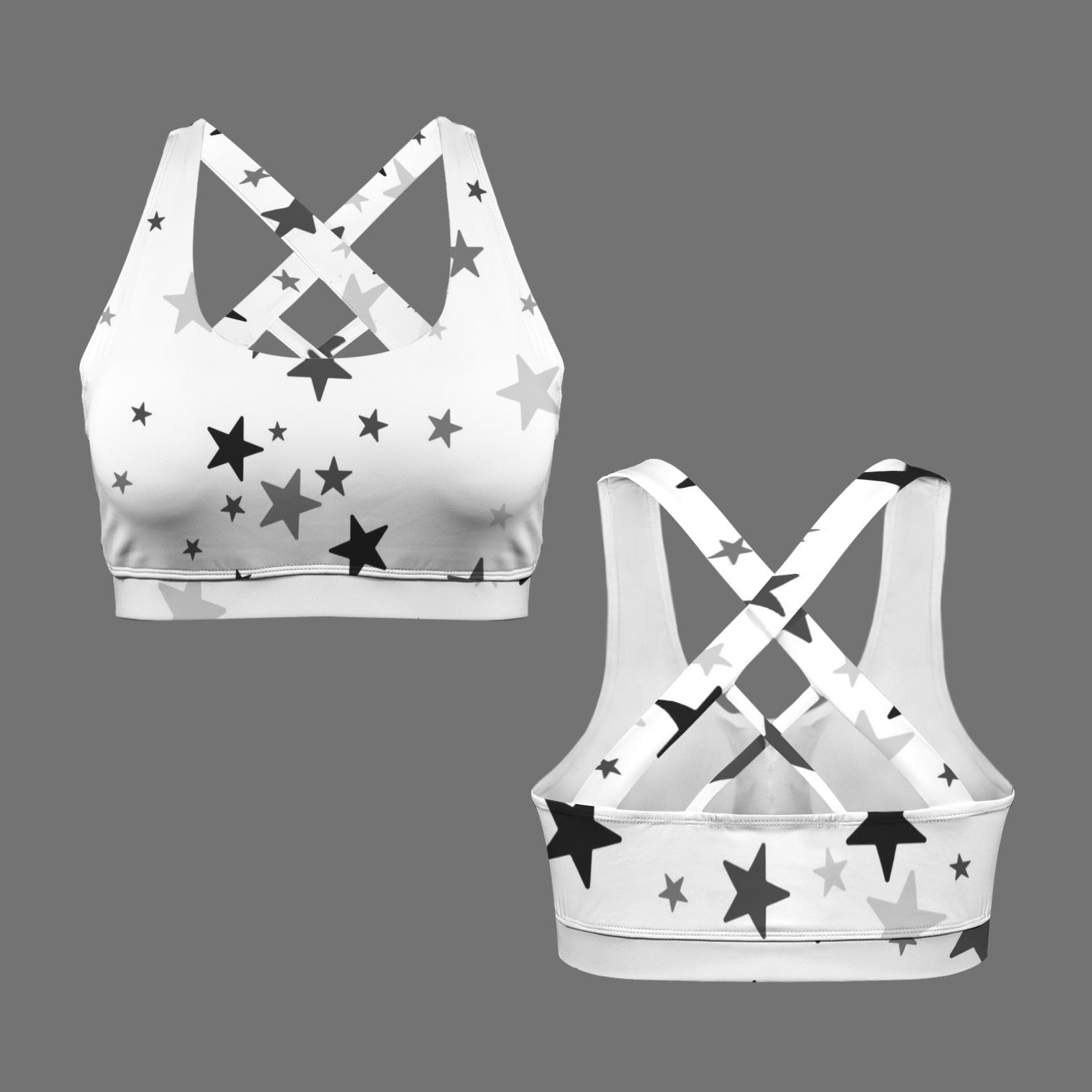 Gray Galaxy Crisscross Back Sports Bra