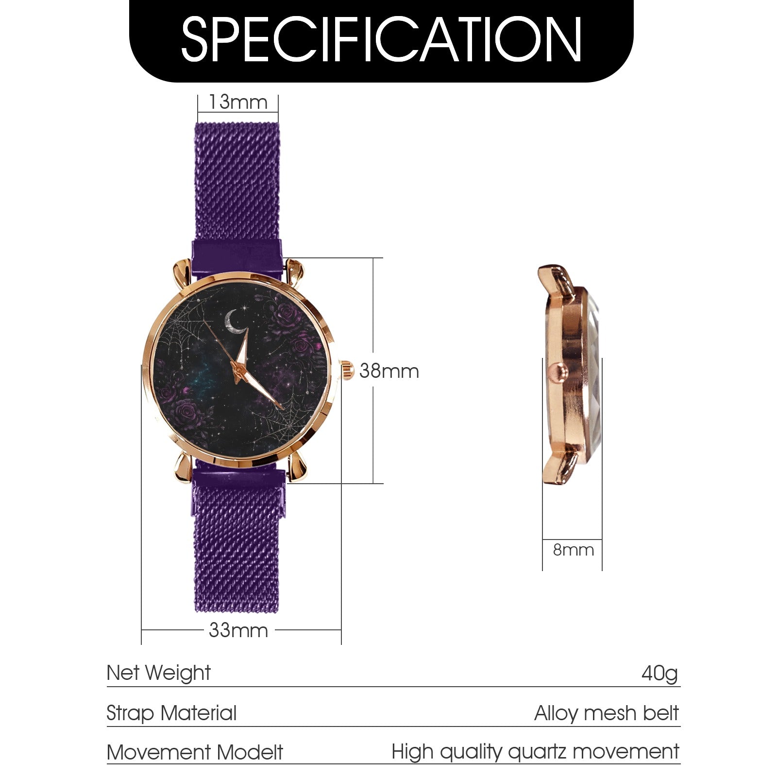 Nightly Web MAgnetic Strap Watch