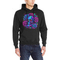 Neon Rose Skull Hoodie