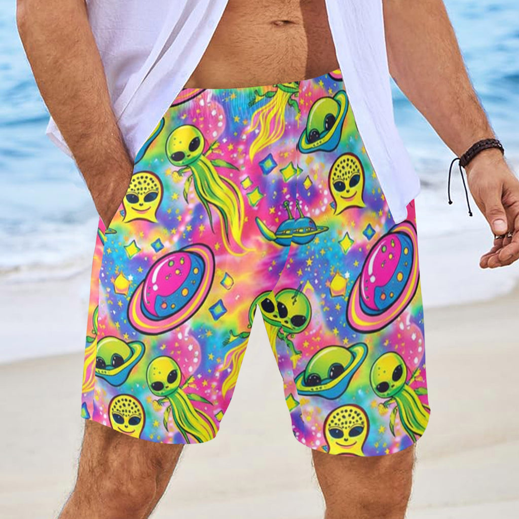 Neon Space Beach Shorts