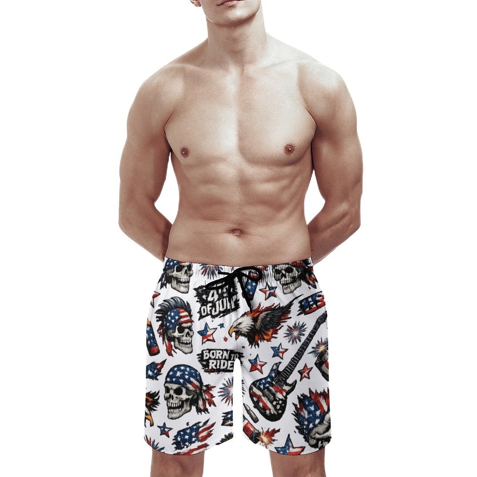 Custom Men's Quick Dry Swim Trunks Elastic Waist Drawstring Beach Shorts