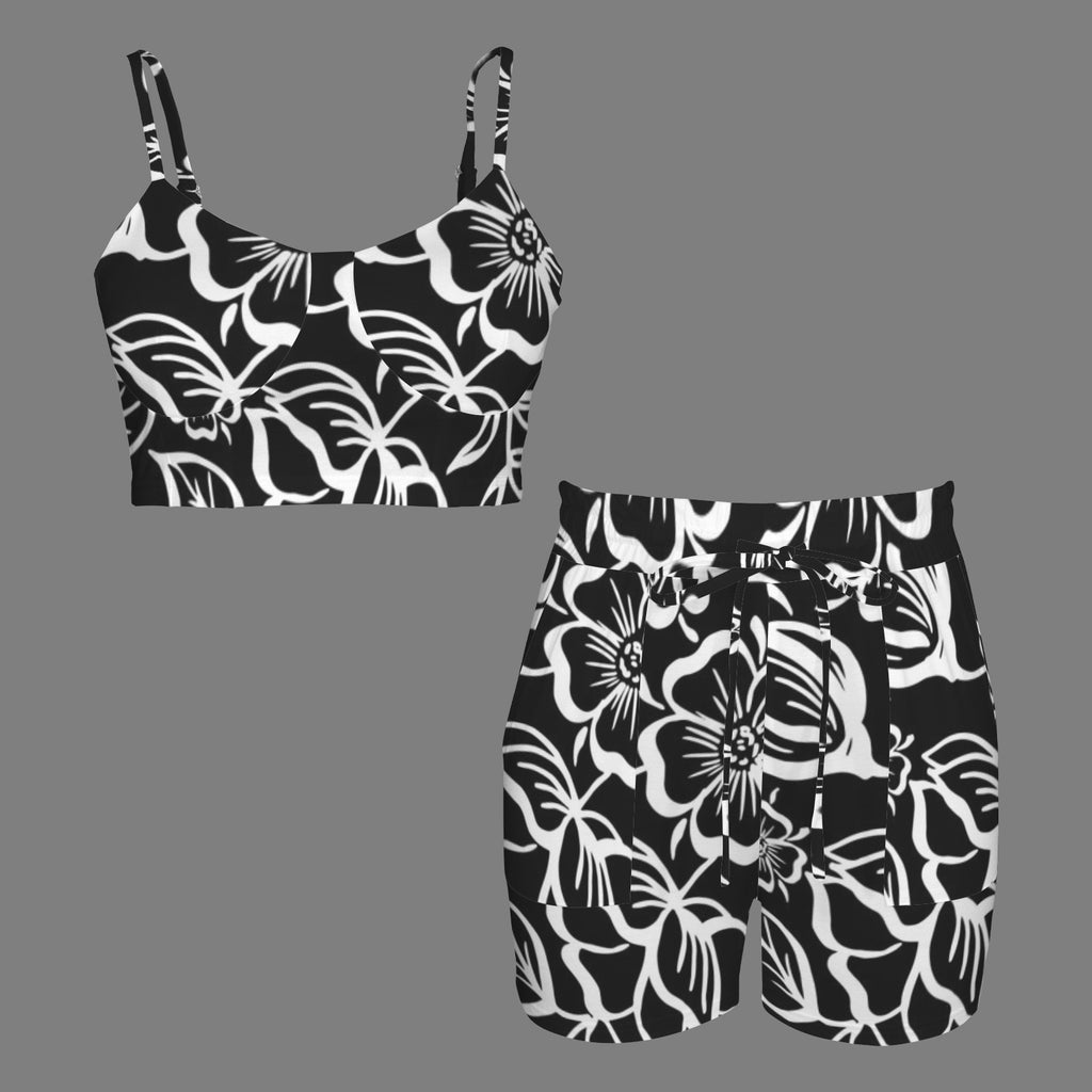 X-ray Flower Crop Cami & High Waist Shorts