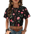 Custom Women's Short Sleeve Crew Neck Cropped Tee Crop T Shirt