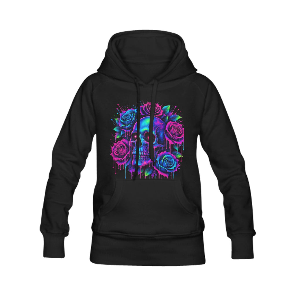 Neon Rose Skull Hoodie