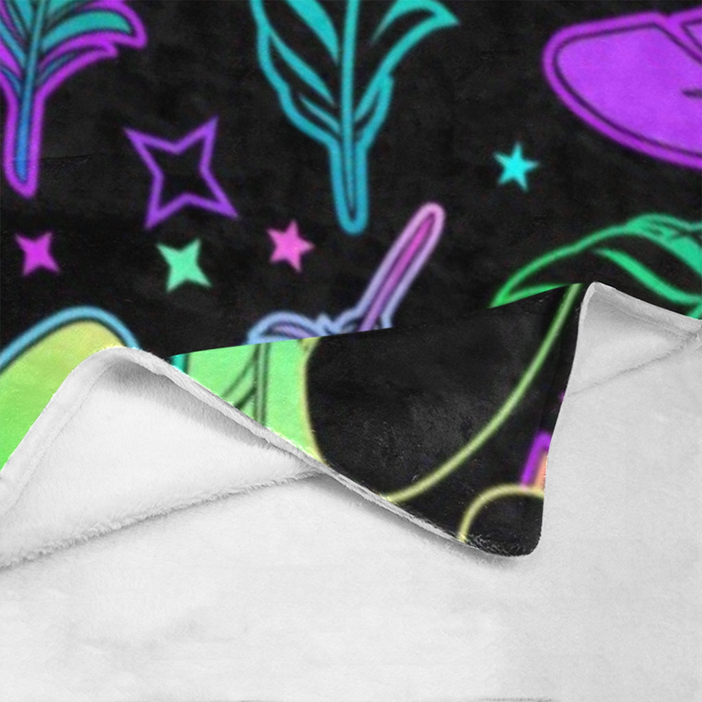 Neon Feathers Fleece Blanket 32"x48"