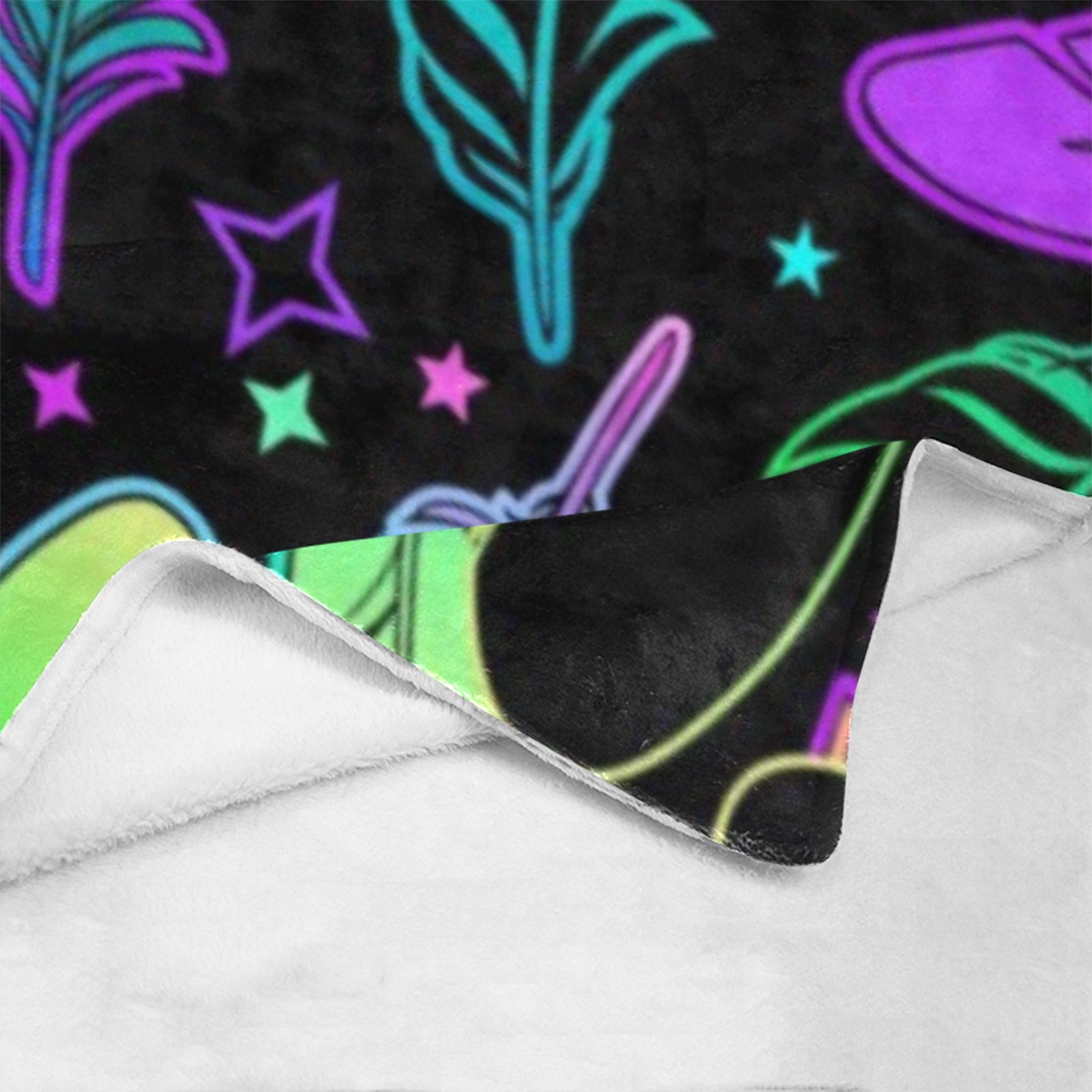 Neon Feathers Fleece Blanket 32"x48"