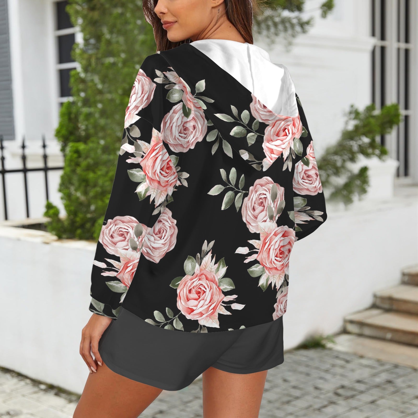 Pretty Pink Floral Hoodie & Draw String Short Set