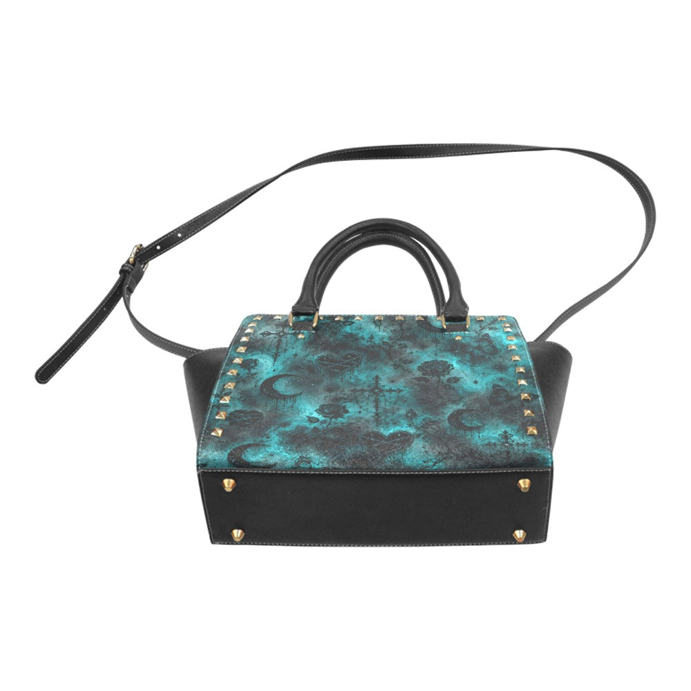 Emerald Halo Rivet Shoulder Hand Bag