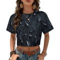 Custom Women's Short Sleeve Crew Neck Cropped Tee Crop T Shirt